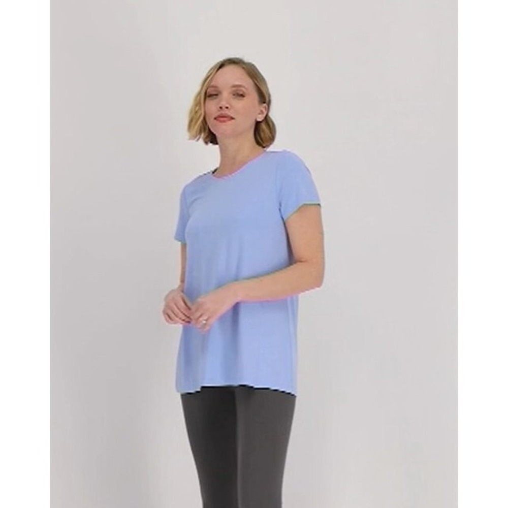 Susan Graver Weekend Cool Touch‎ Short Sleeve Top Blue L